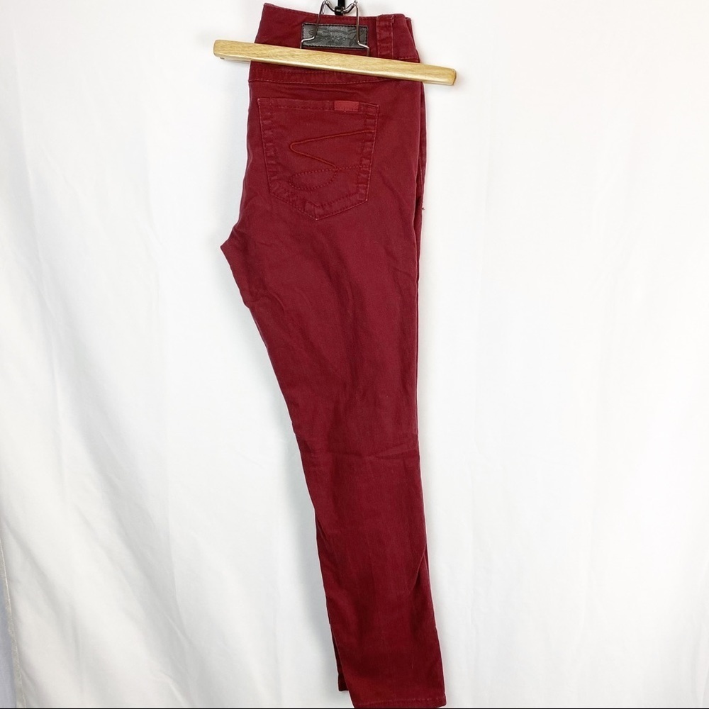 7 For All Mankind Burgundy Skinny Seven Jeans Sz 6